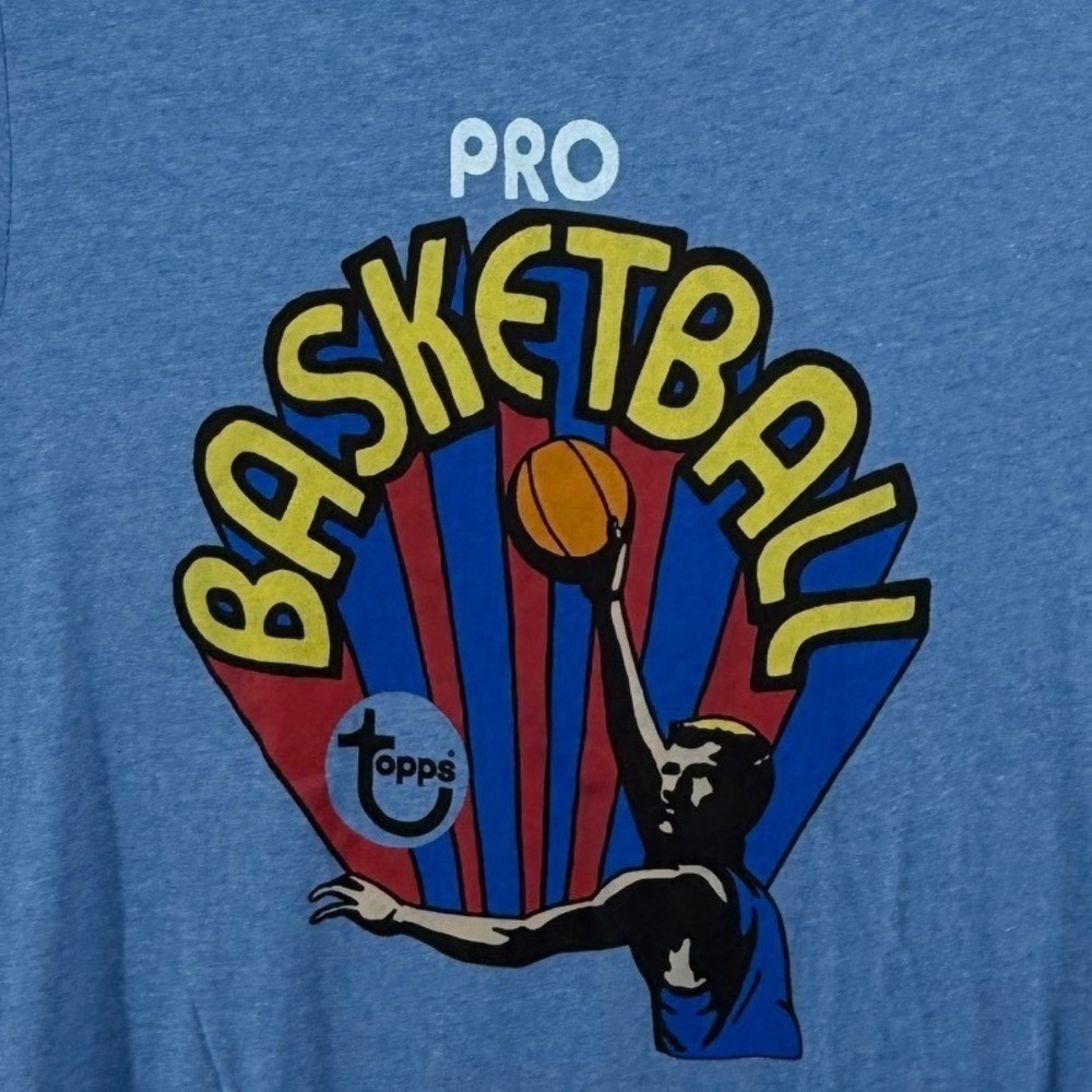 Homage Mens Topps Pro Basketball Graphic T-Shirt Heather Blue Small Retro Sport
